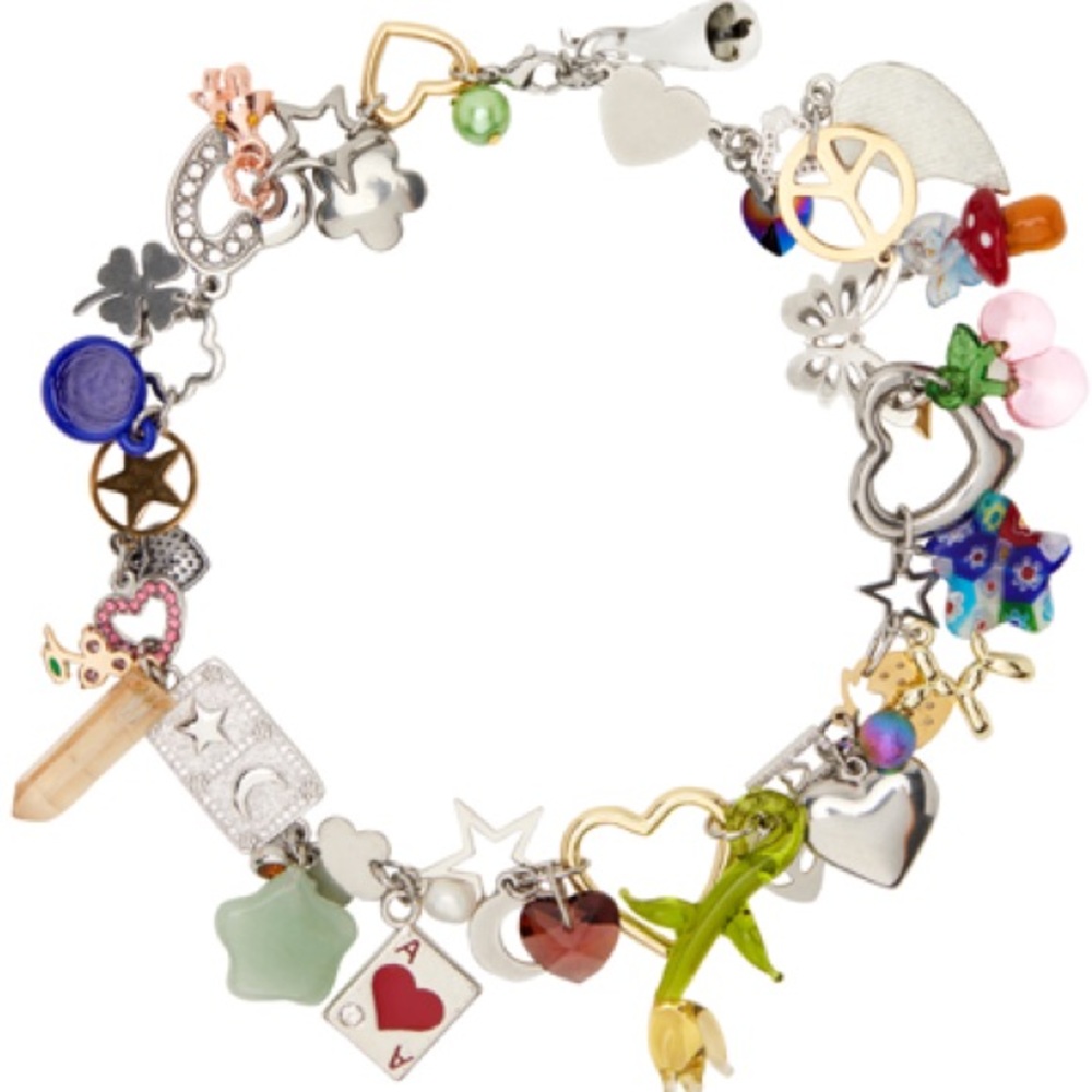 Marland Backus silver rainbow charm necklace